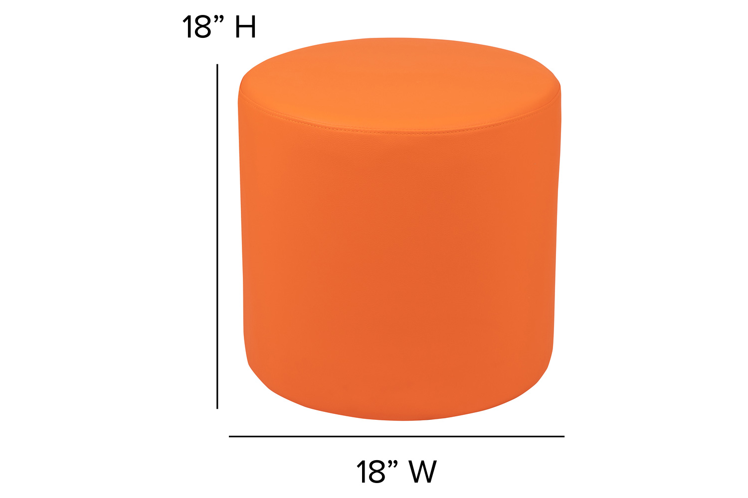 BLNK Nicholas Circle Flexible Soft Seating - Orange, 18"H Seat