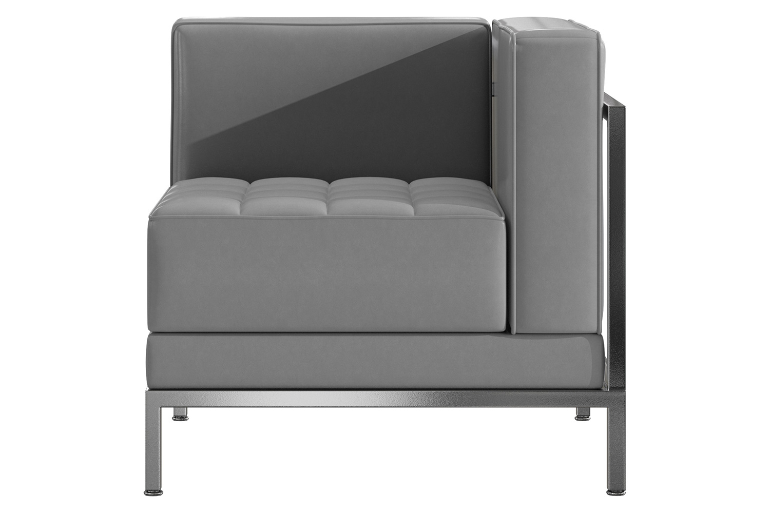 BLNK HERCULES Imagination Series LeatherSoft Contemporary Left Corner Chair with Encasing Frame - Gray