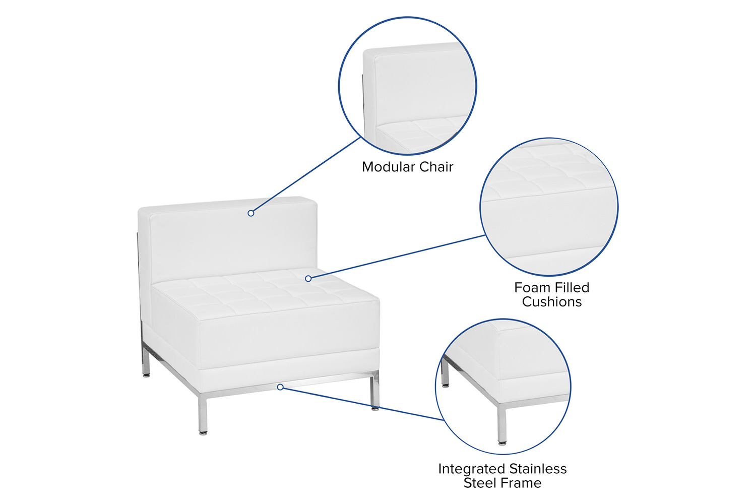 BLNK HERCULES Imagination Series LeatherSoft Contemporary Middle Chair - Melrose White