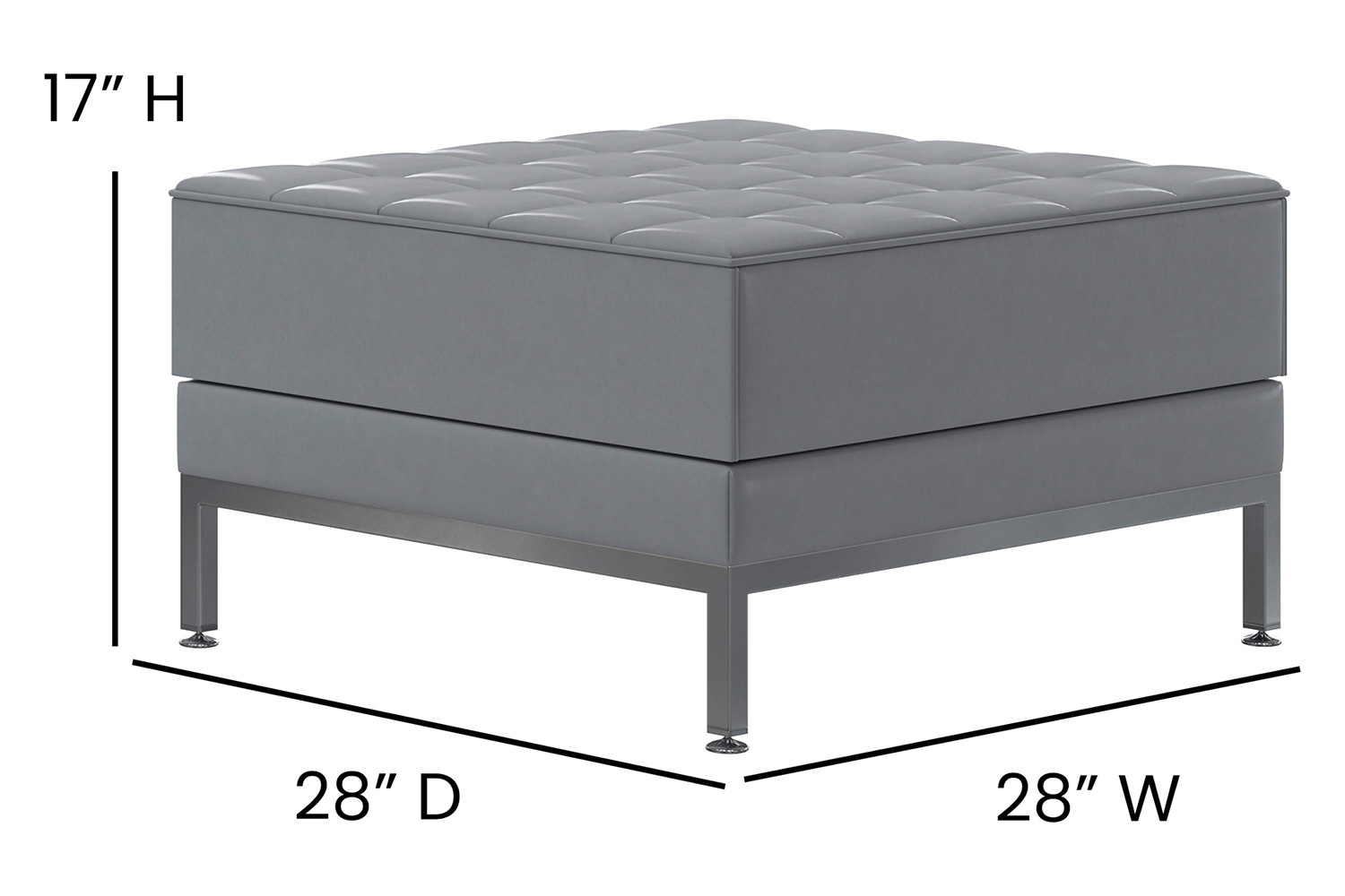 BLNK HERCULES Imagination Series LeatherSoft Ottoman - Gray