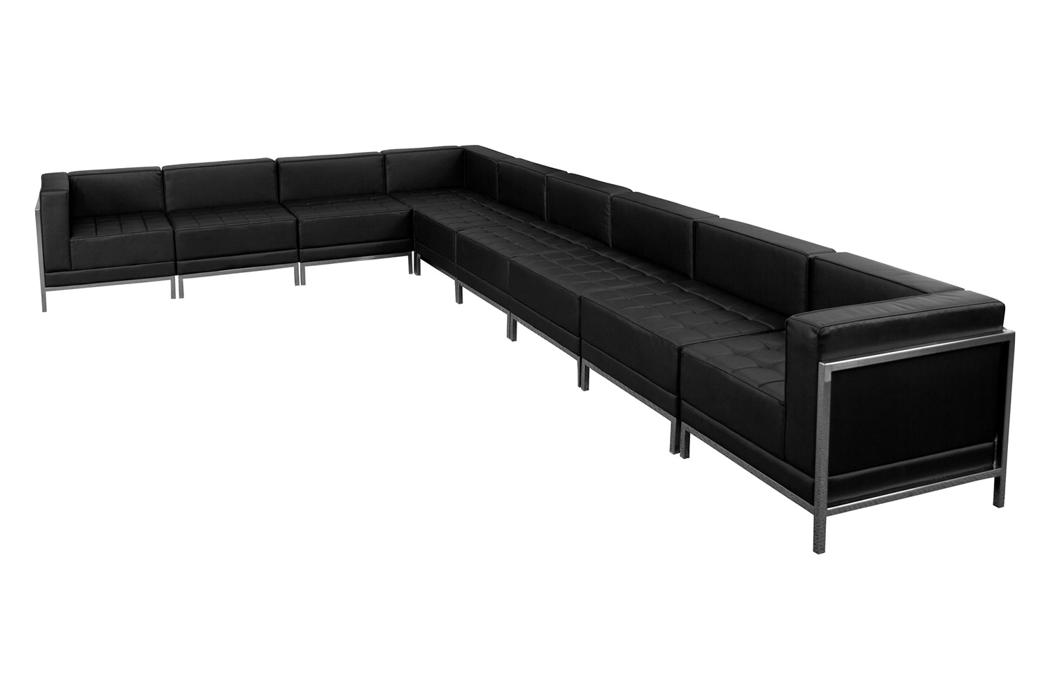 BLNK - HERCULES Imagination Series Set 3 LeatherSoft Sectional Configuration 9 Pieces in Black