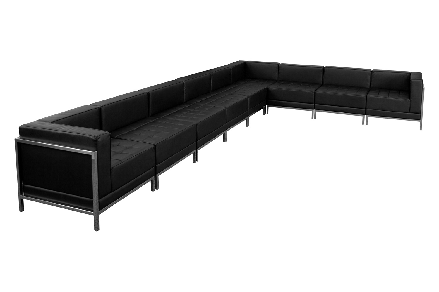 BLNK - HERCULES Imagination Series Set 4 LeatherSoft Sectional Configuration 9 Pieces in Black