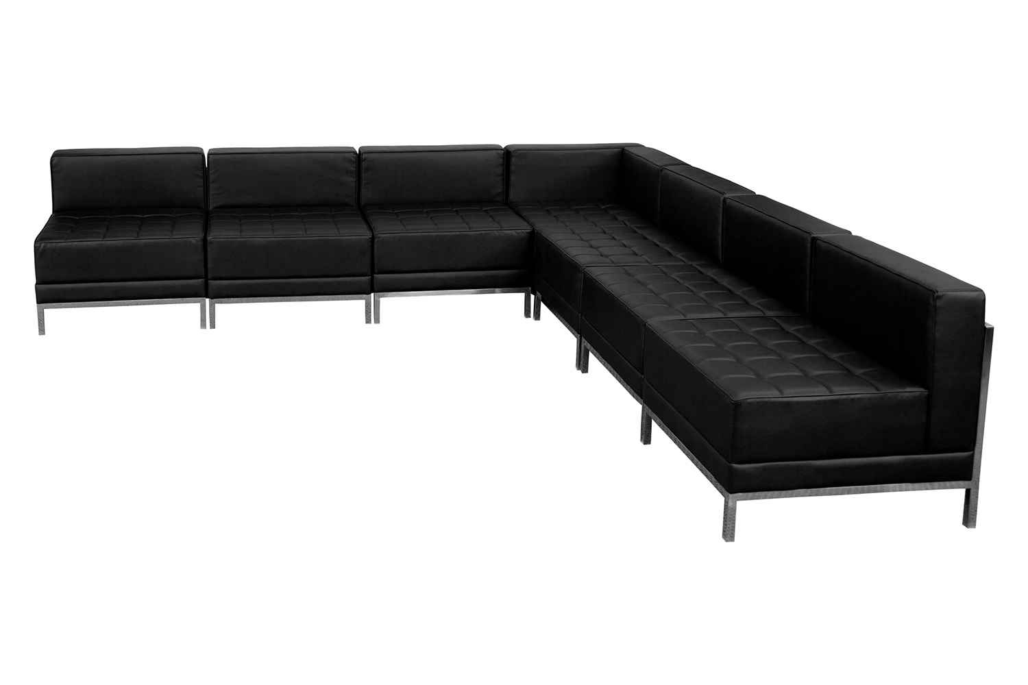 BLNK - HERCULES Imagination Series Set 6 LeatherSoft Sectional Configuration 7 Pieces in Black