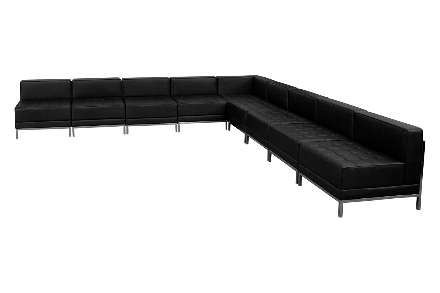 BLNK - HERCULES Imagination Series Set 7 LeatherSoft Sectional Configuration 9 Pieces in Black