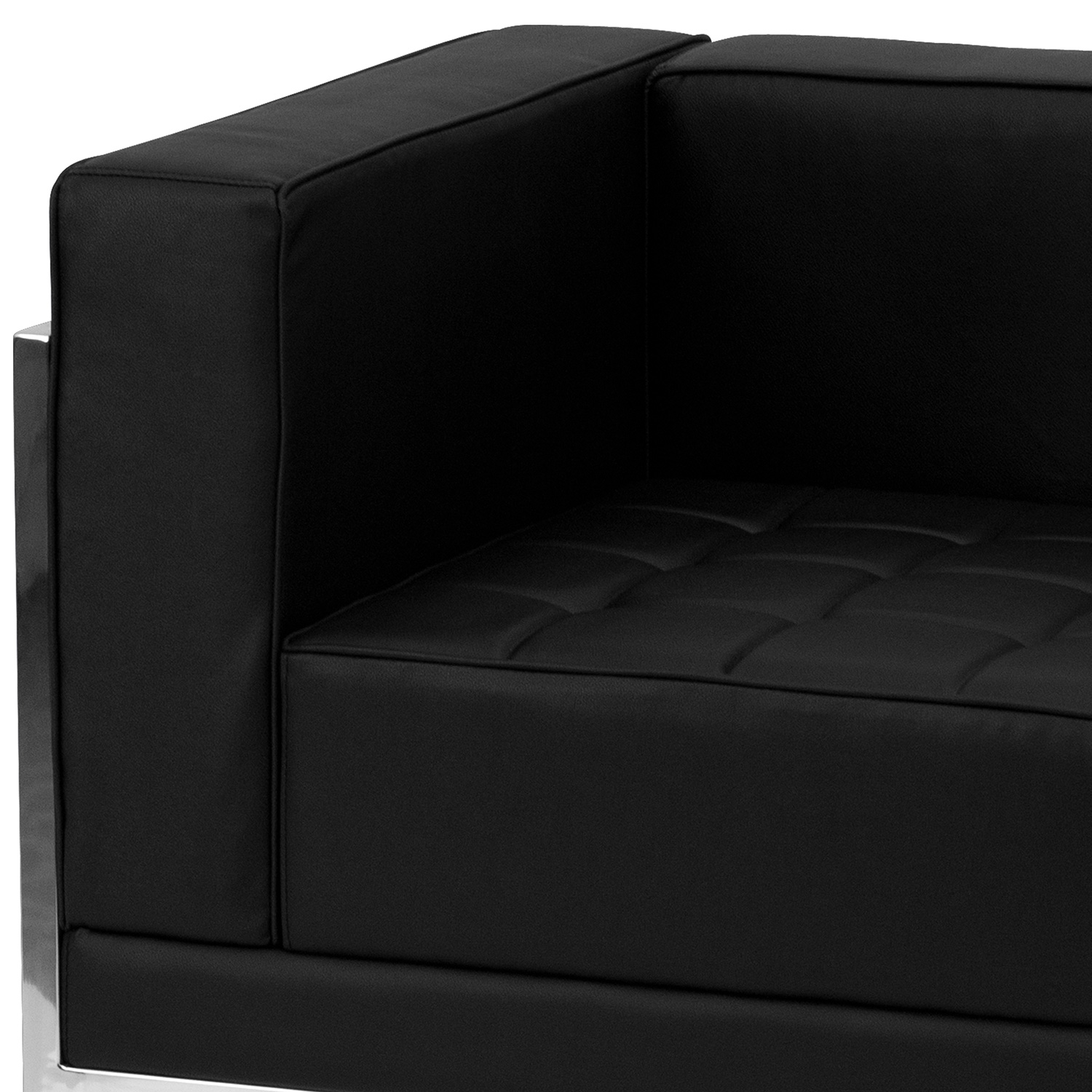 BLNK - HERCULES Imagination Series Set 7 LeatherSoft Sectional Configuration 9 Pieces in Black