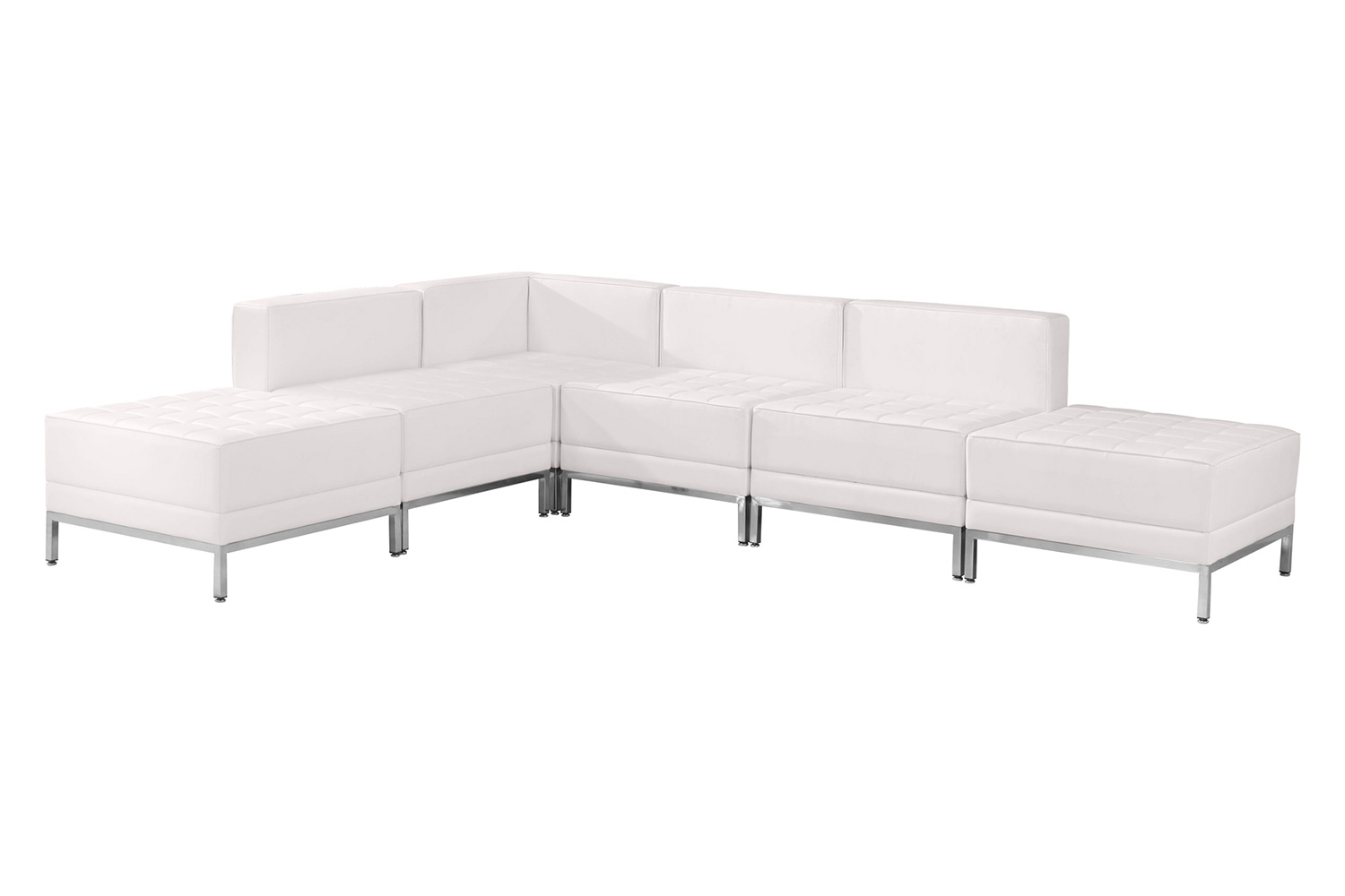 BLNK HERCULES Imagination Series Set 8 LeatherSoft Sectional Configuration 6 Pieces - Melrose White