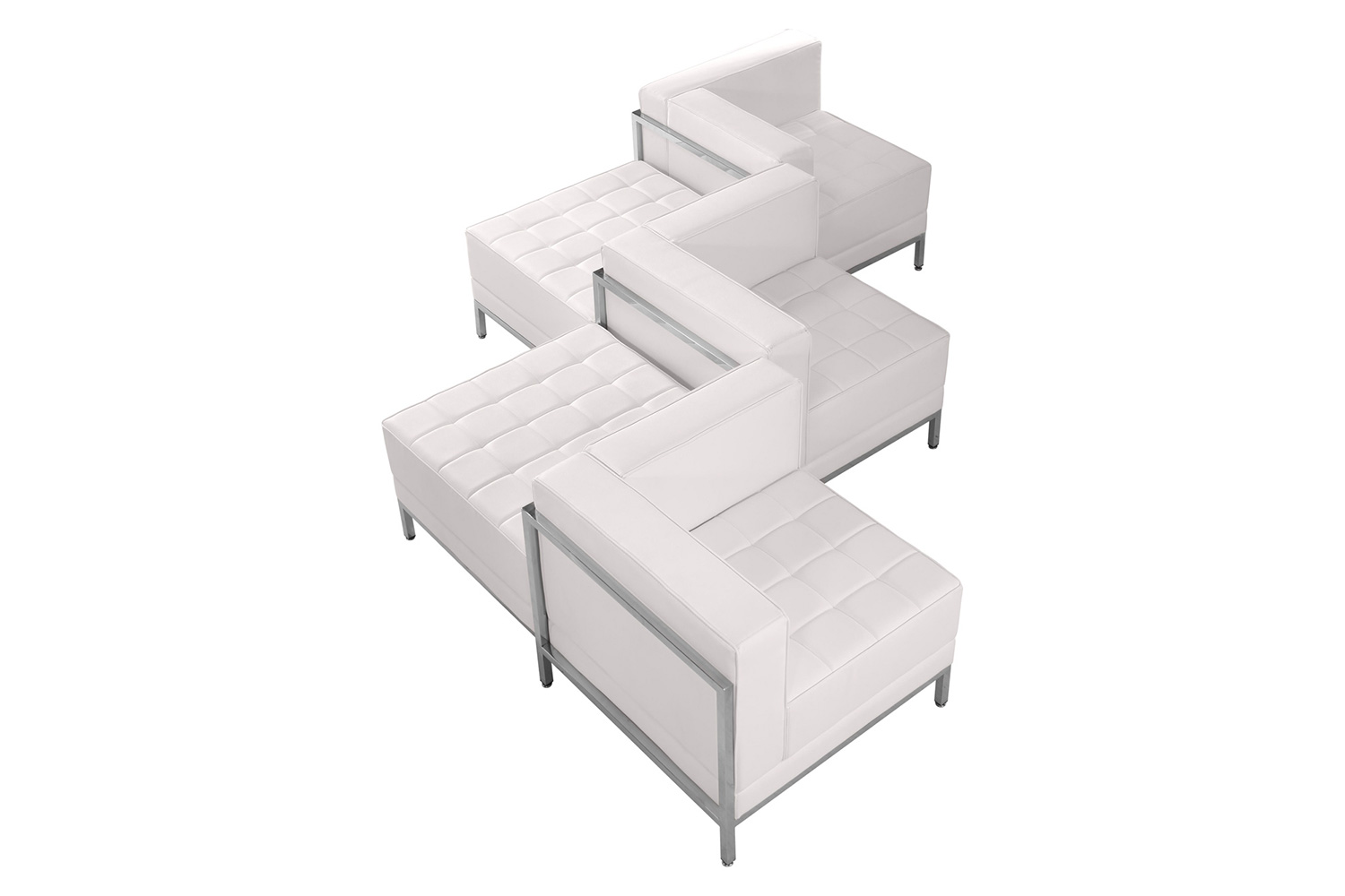 BLNK HERCULES Imagination Series LeatherSoft Chair and Ottoman Set 5 Piece - White