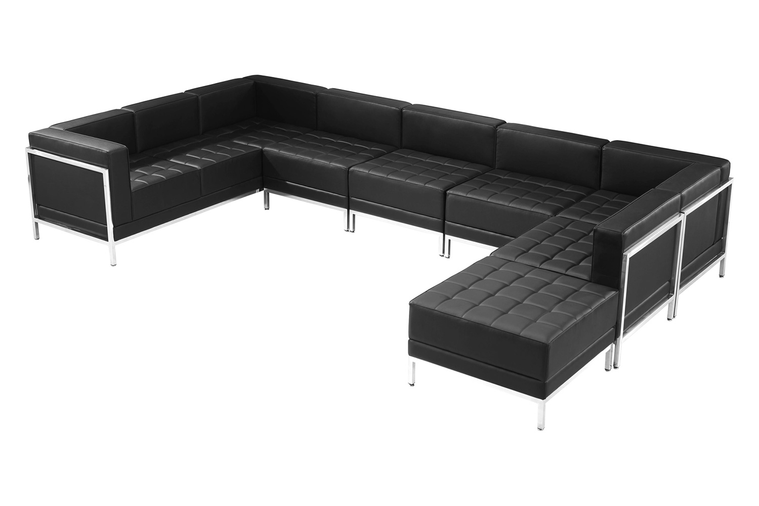 BLNK HERCULES Imagination Series LeatherSoft U-Shape Sectional Configuration 7 Pieces - Black