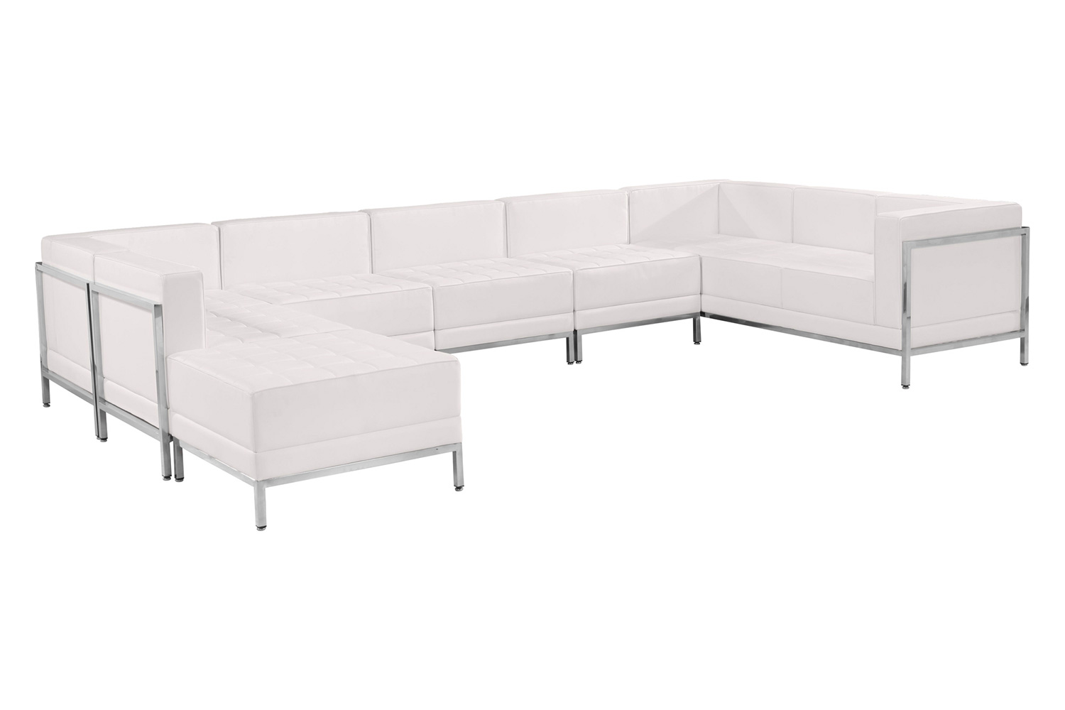 BLNK HERCULES Imagination Series LeatherSoft U-Shape Sectional Configuration 7 Pieces - Melrose White