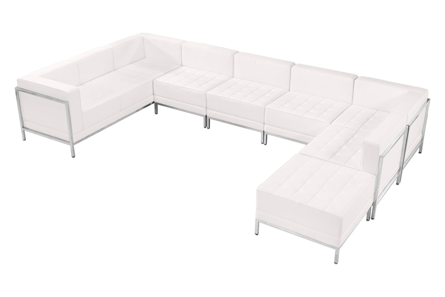 BLNK HERCULES Imagination Series LeatherSoft U-Shape Sectional Configuration 7 Pieces - Melrose White