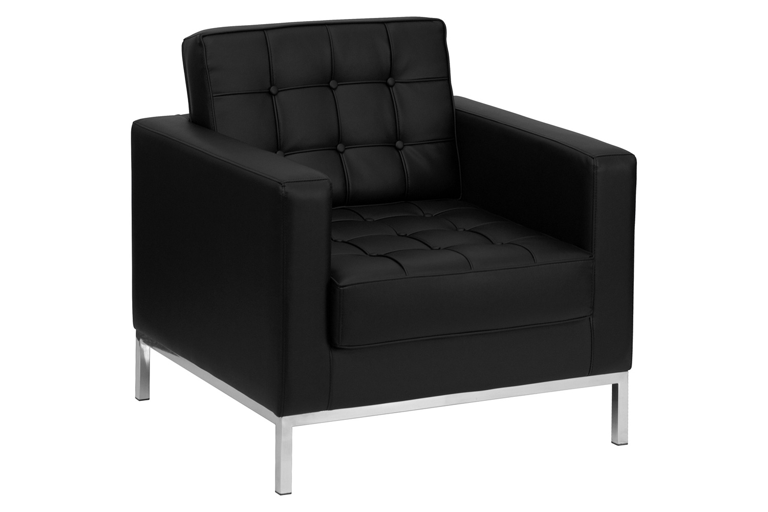 BLNK™ HERCULES Lacey Series LeatherSoft Contemporary Chair with Stainless Steel Frame - Black