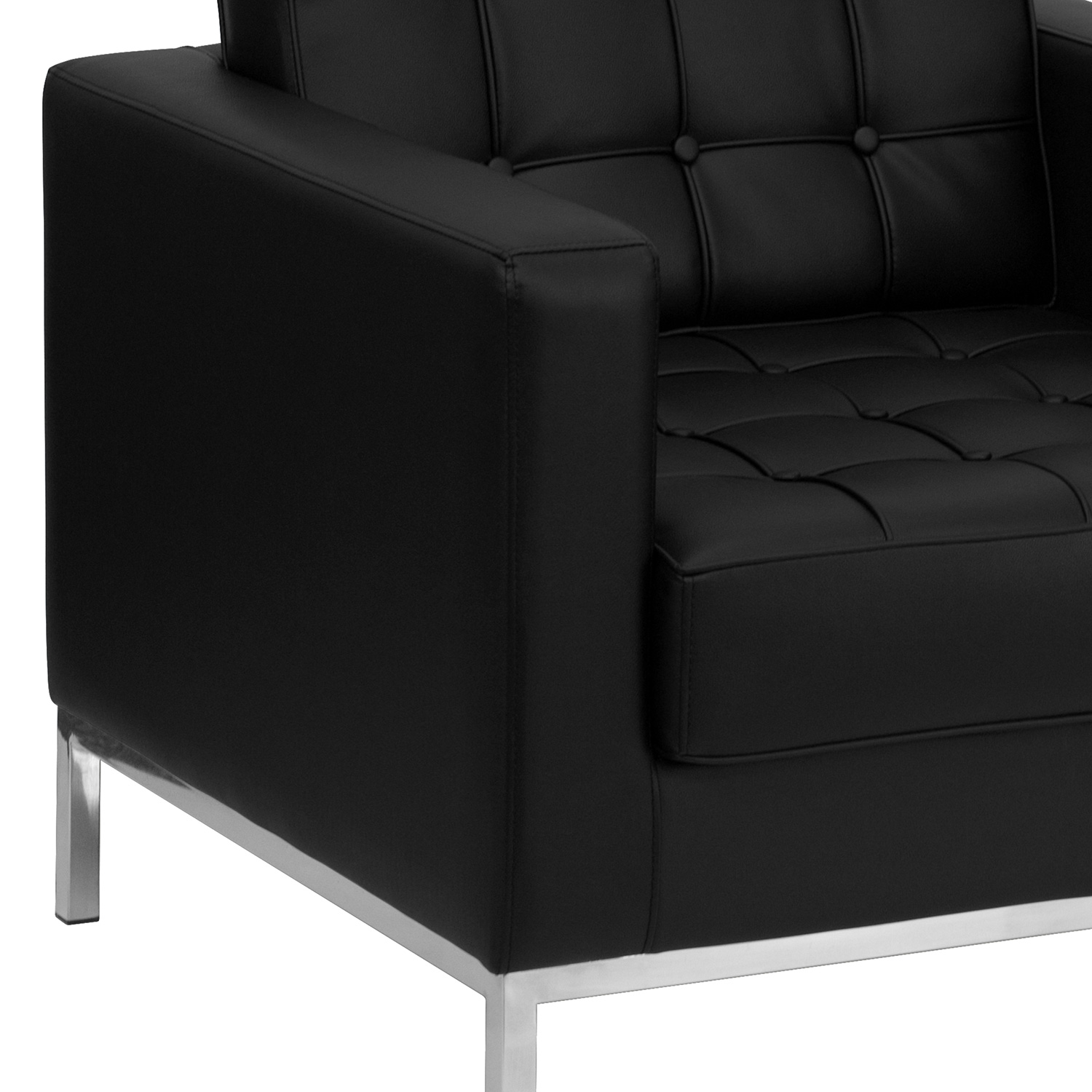 BLNK™ HERCULES Lacey Series LeatherSoft Contemporary Chair with Stainless Steel Frame - Black