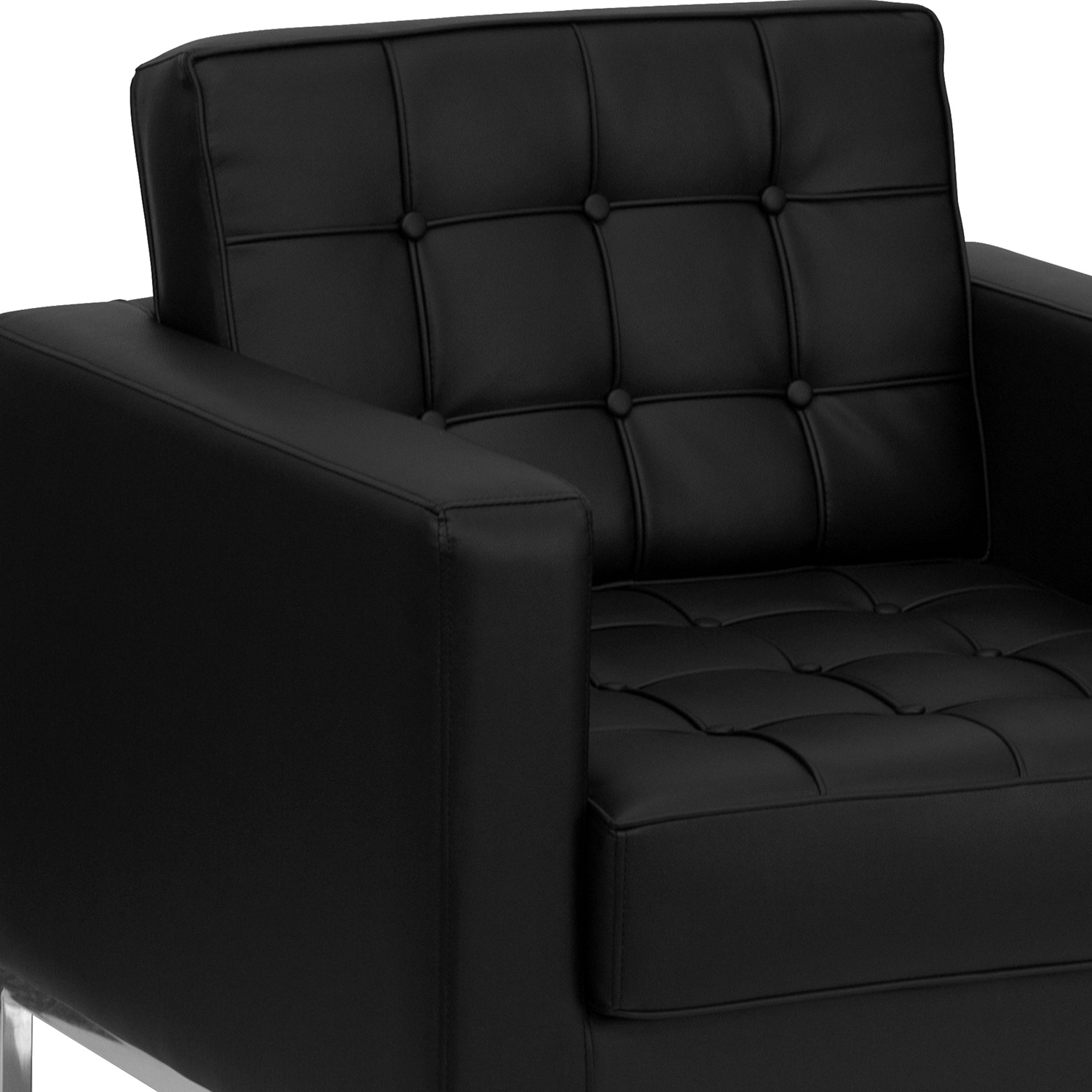 BLNK™ HERCULES Lacey Series LeatherSoft Contemporary Chair with Stainless Steel Frame - Black