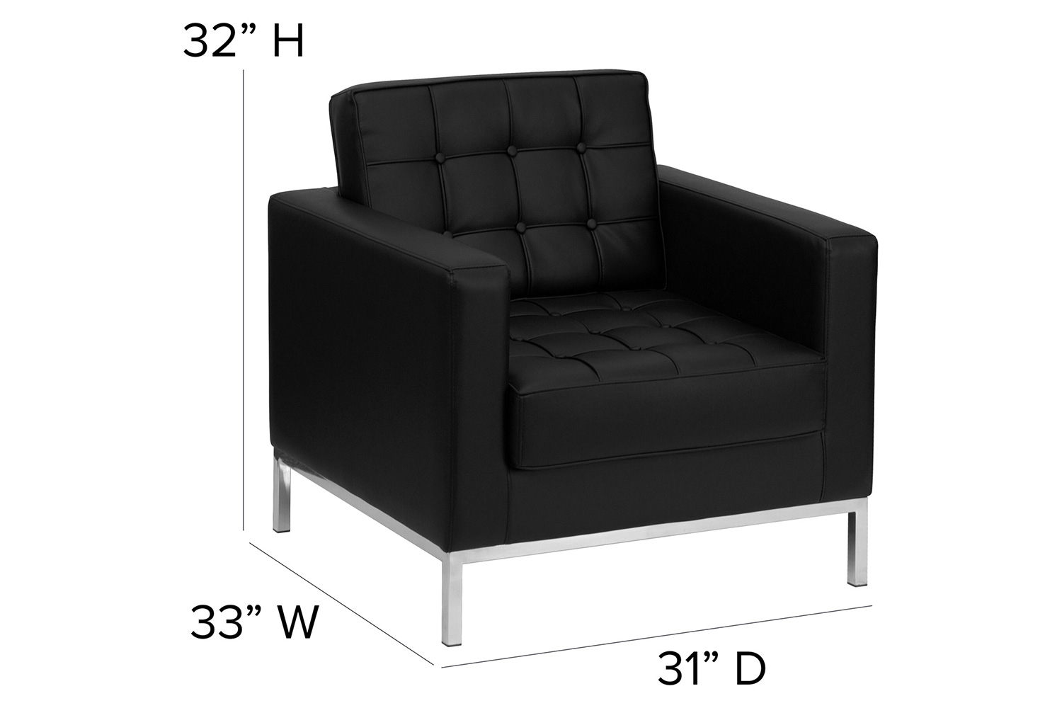 BLNK™ HERCULES Lacey Series LeatherSoft Contemporary Chair with Stainless Steel Frame - Black