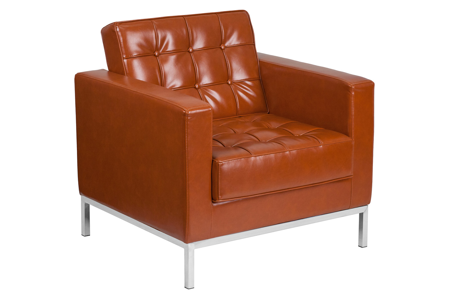 BLNK™ HERCULES Lacey Series LeatherSoft Contemporary Chair with Stainless Steel Frame - Cognac