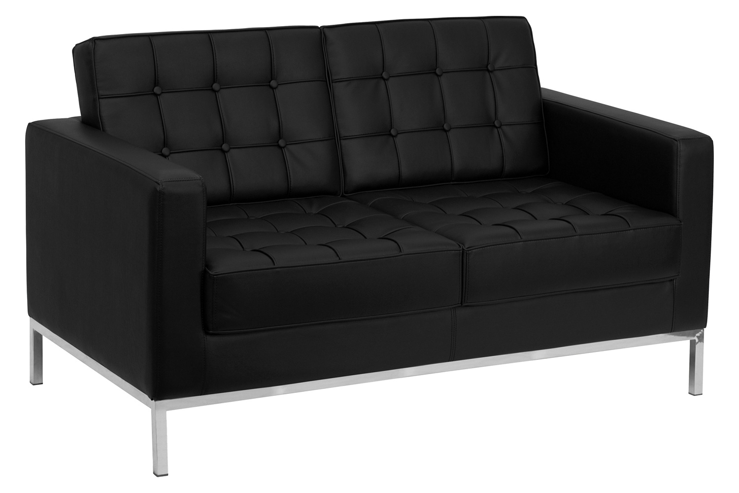 BLNK™ HERCULES Lacey Series LeatherSoft Contemporary Loveseat with Stainless Steel Frame - Black