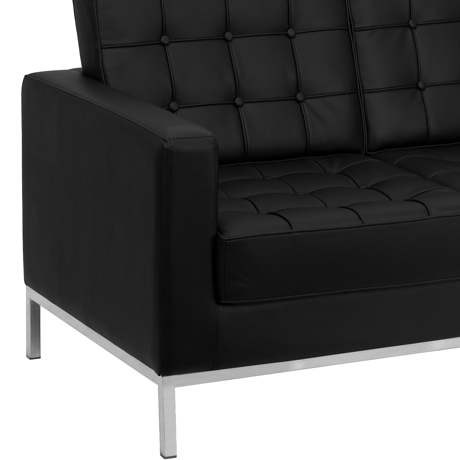 BLNK™ HERCULES Lacey Series LeatherSoft Contemporary Loveseat with Stainless Steel Frame - Black