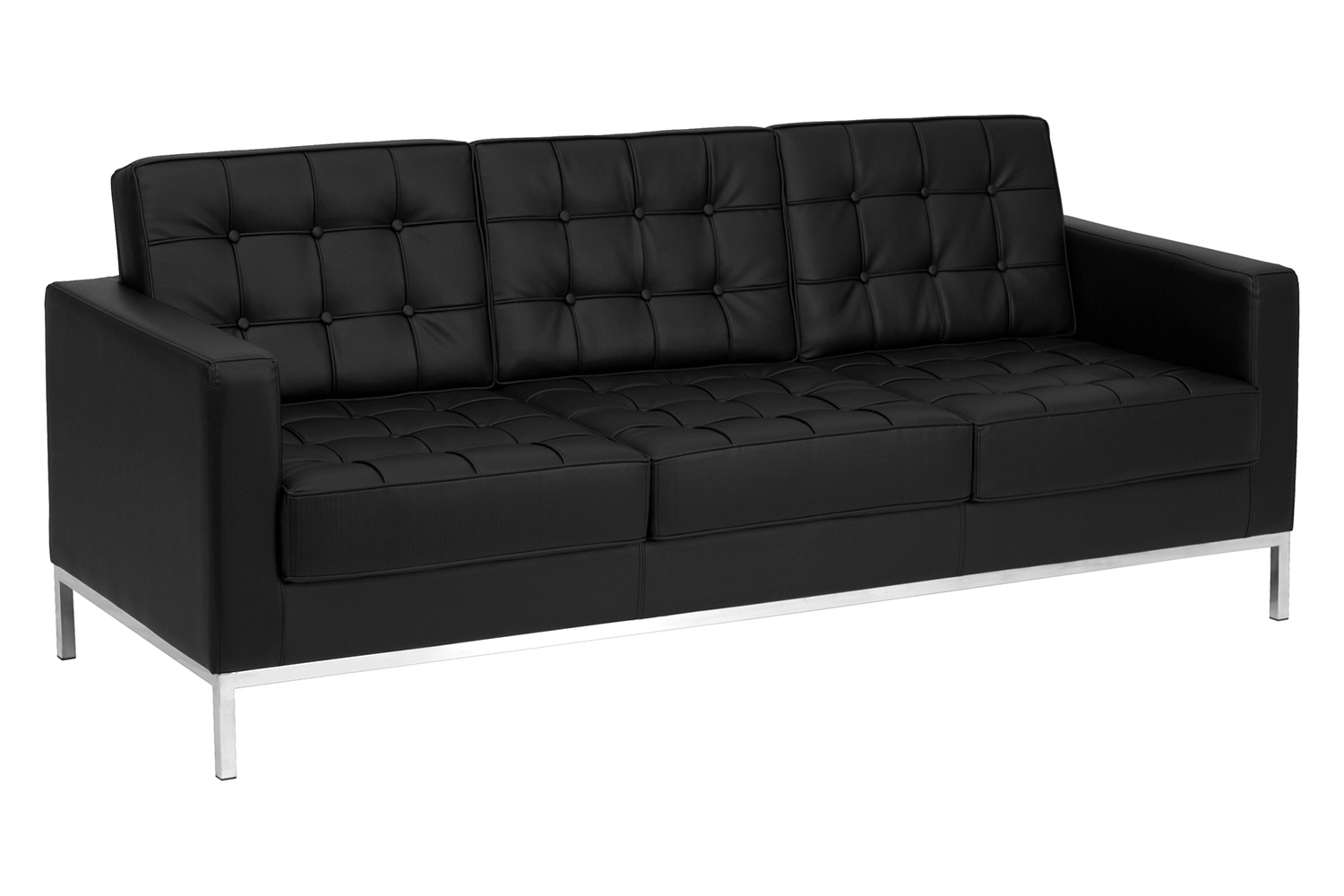 BLNK HERCULES Lacey Series LeatherSoft Contemporary Sofa with Stainless Steel Frame - Black