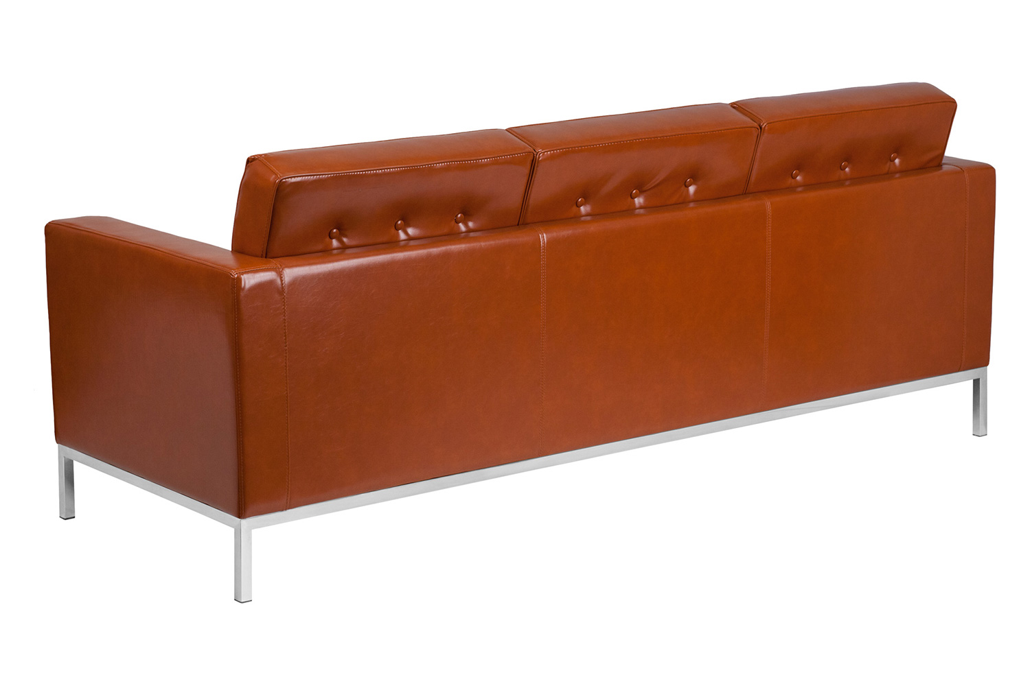 BLNK HERCULES Lacey Series LeatherSoft Contemporary Sofa with Stainless Steel Frame - Cognac