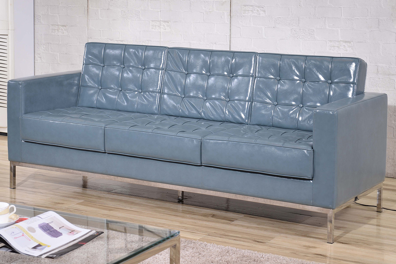 BLNK HERCULES Lacey Series LeatherSoft Contemporary Sofa with Stainless Steel Frame