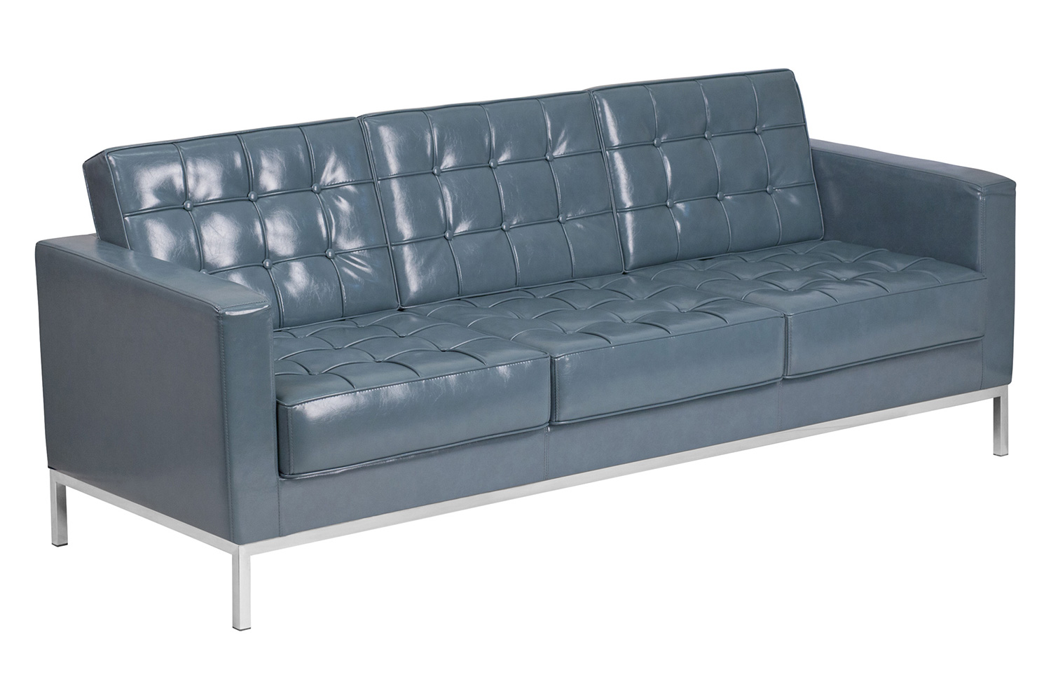 BLNK HERCULES Lacey Series LeatherSoft Contemporary Sofa with Stainless Steel Frame - Gray