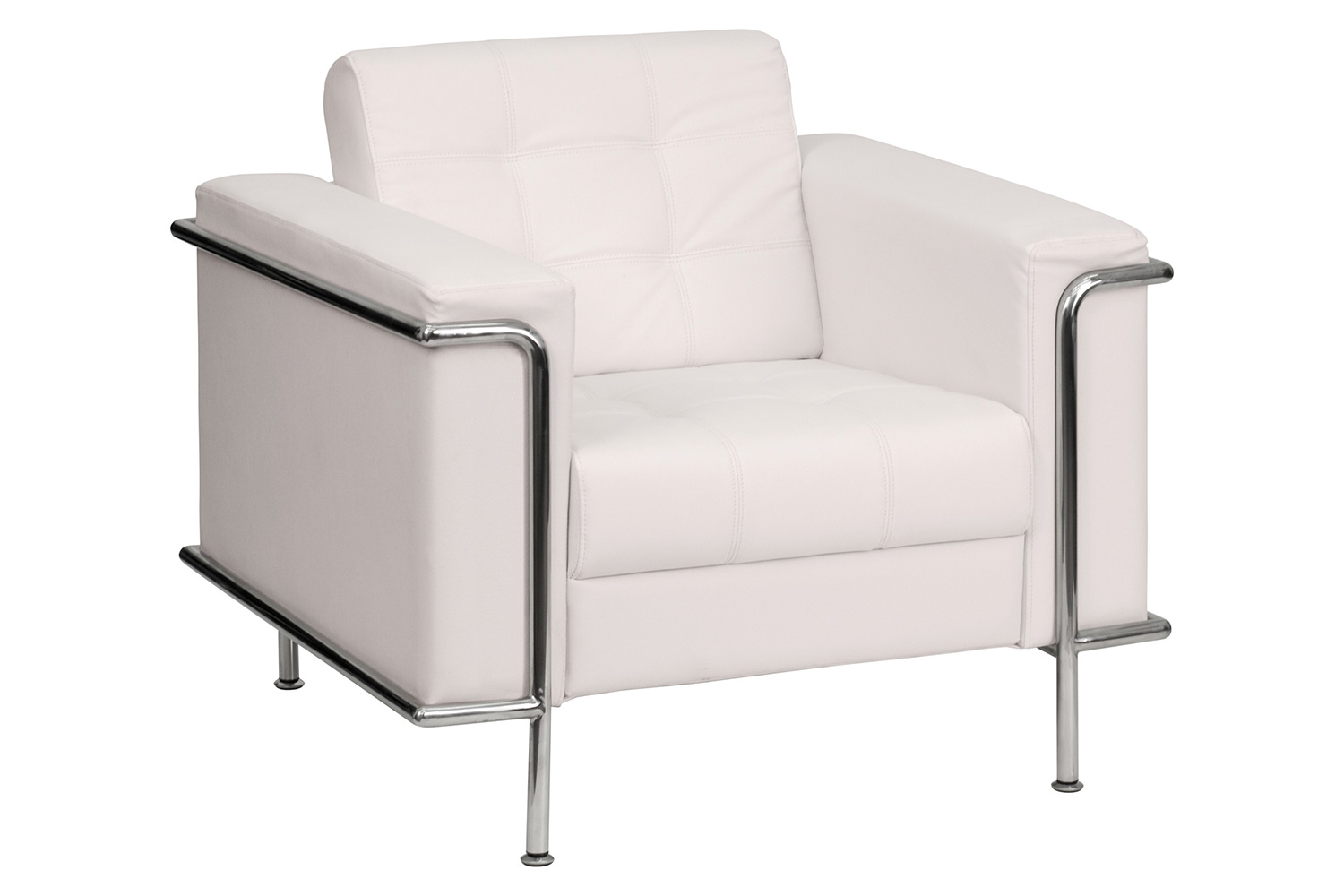 BLNK HERCULES Lacey Series LeatherSoft Contemporary Chair with Encasing Frame - Melrose White