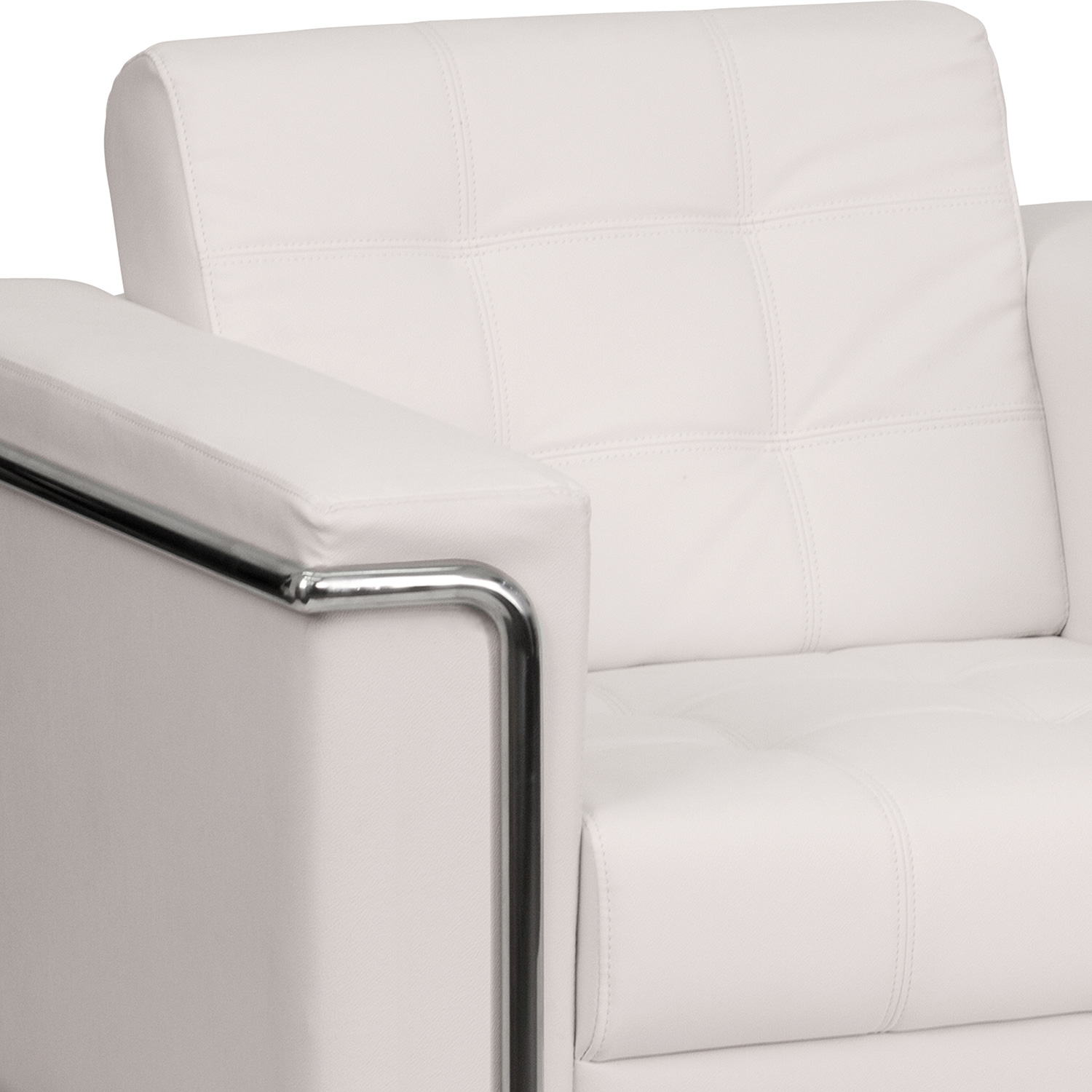 BLNK HERCULES Lacey Series LeatherSoft Contemporary Chair with Encasing Frame - Melrose White