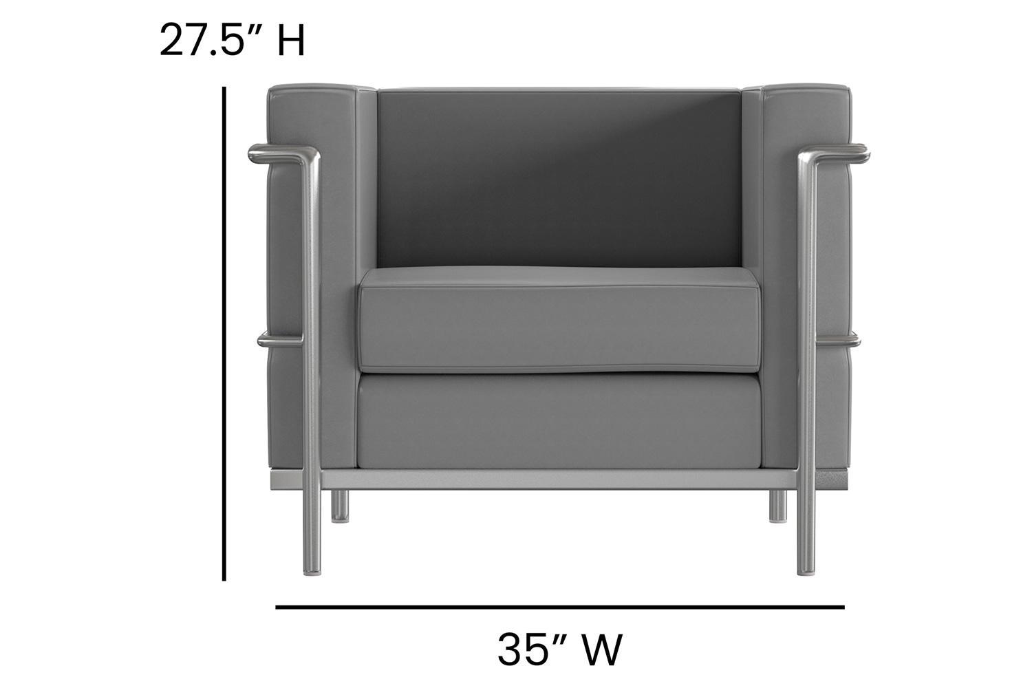 BLNK Hercules Regal Series LeatherSoft Contemporary Chair with Encasing Frame - Gray