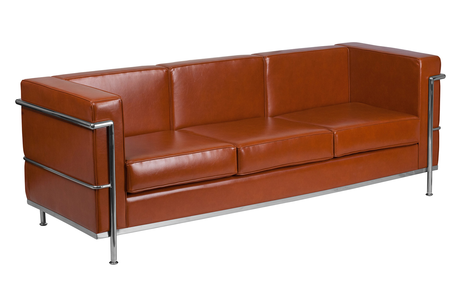 BLNK HERCULES Regal Series LeatherSoft Contemporary Sofa with Encasing Frame - Cognac