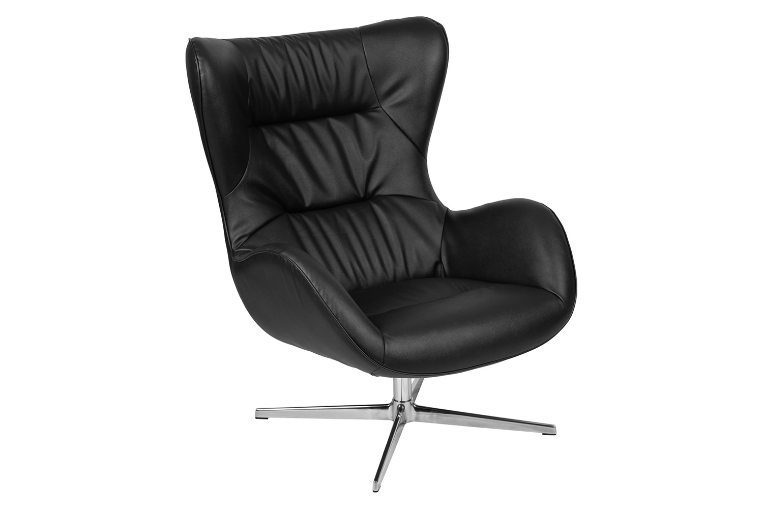 BLNK™ Rally LeatherSoft Swivel Wing Chair - Black