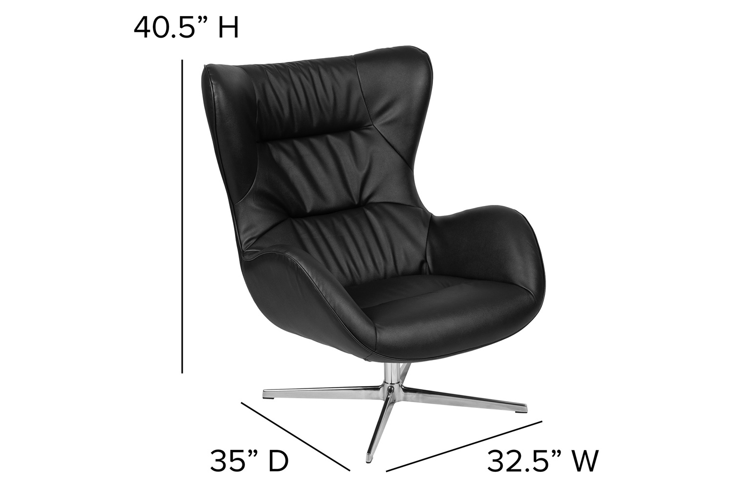 BLNK™ Rally LeatherSoft Swivel Wing Chair - Black