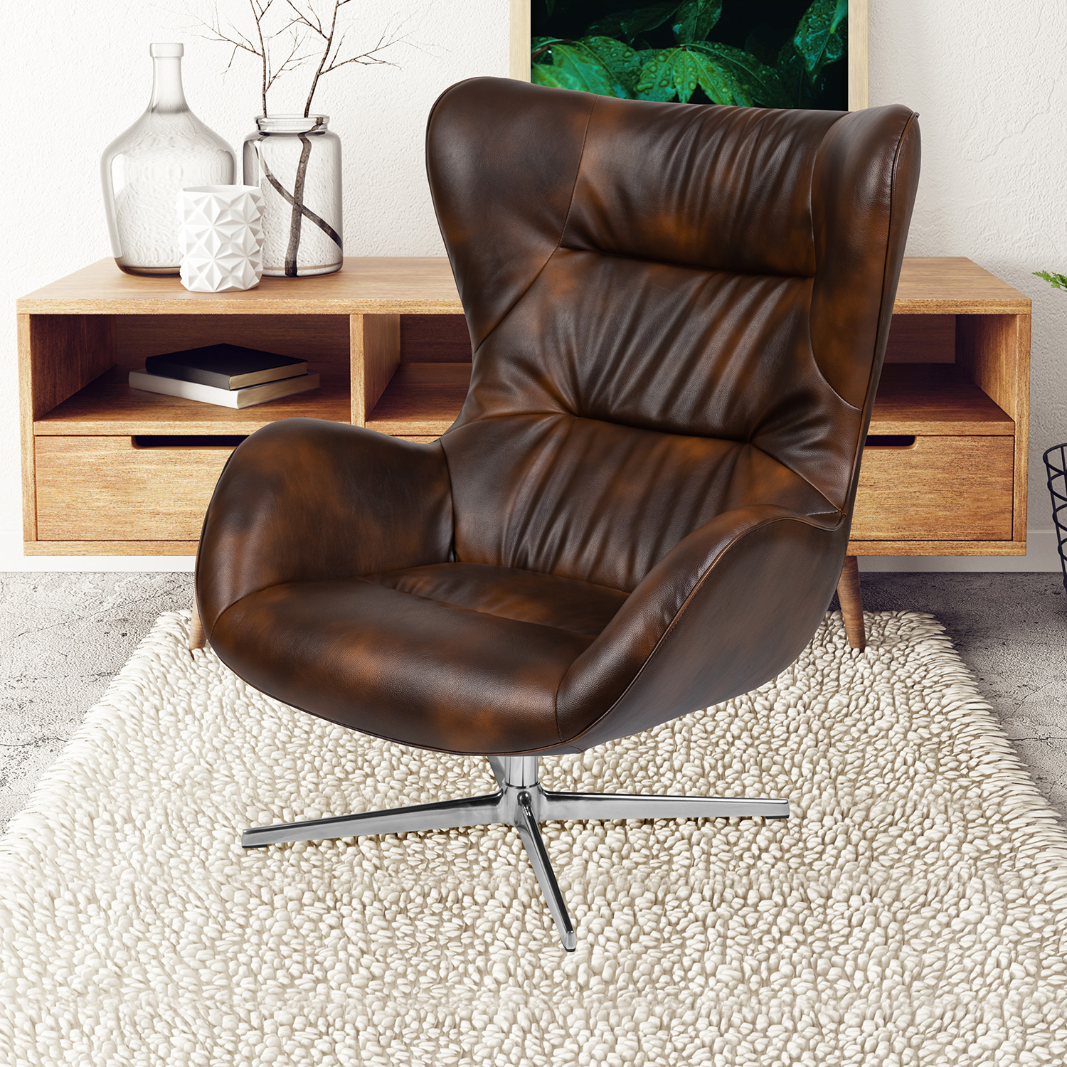 BLNK Rally LeatherSoft Swivel Wing Chair