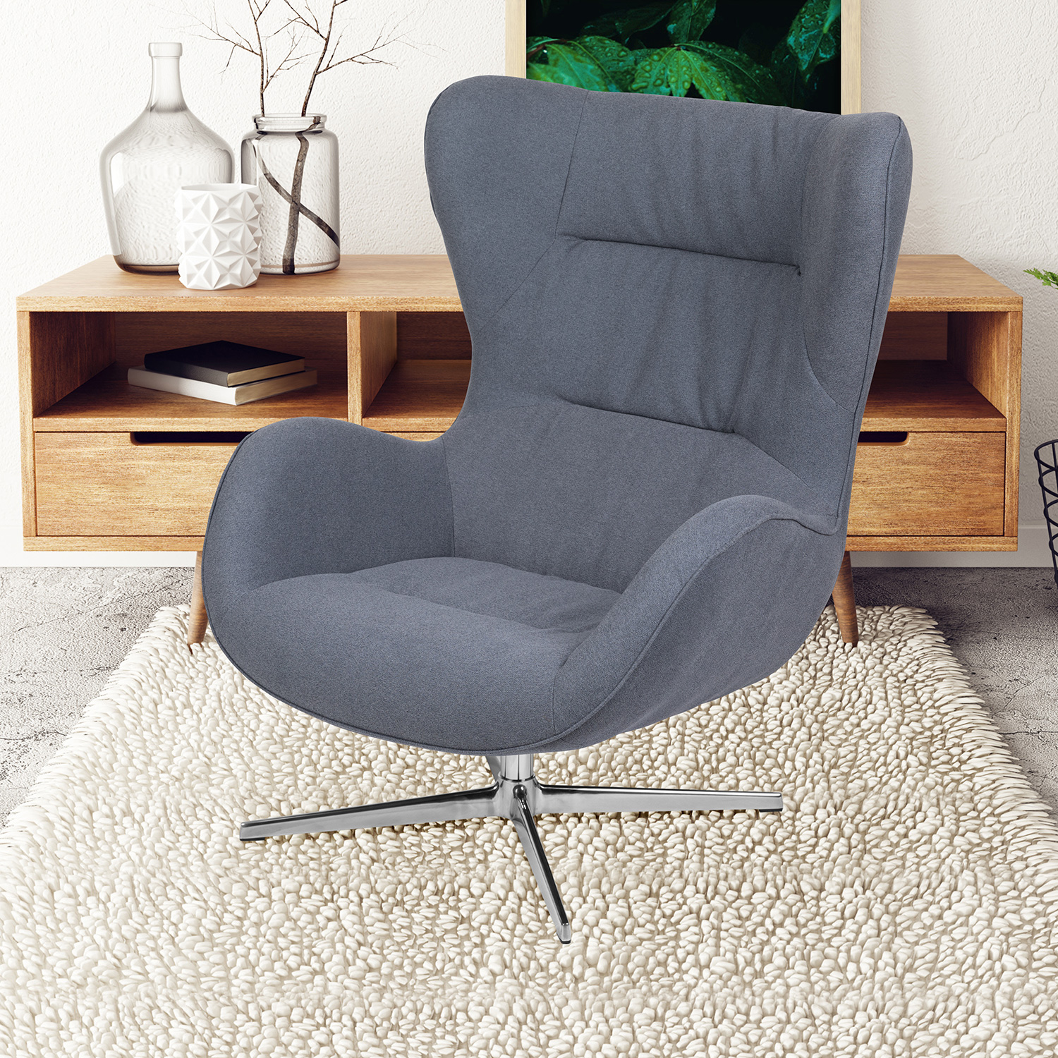 BLNK Rally Fabric Swivel Wing Chair