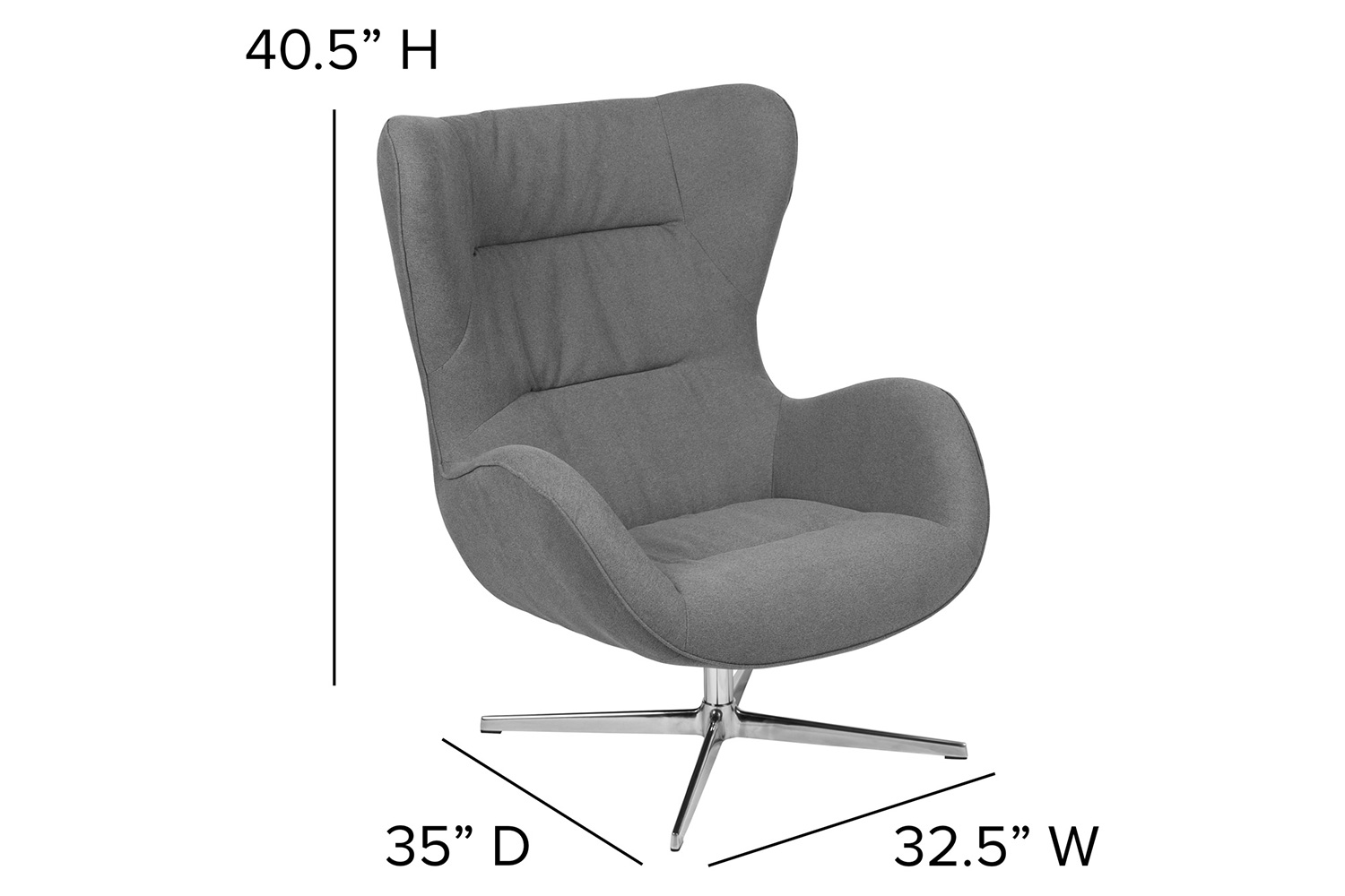 BLNK™ Rally Fabric Swivel Wing Chair - Gray