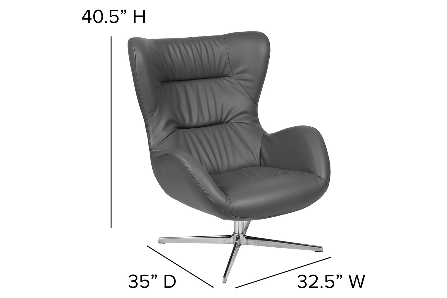 BLNK™ Rally LeatherSoft Swivel Wing Chair - Gray