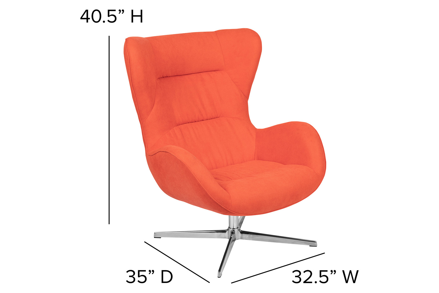 BLNK™ Rally Fabric Swivel Wing Chair - Orange