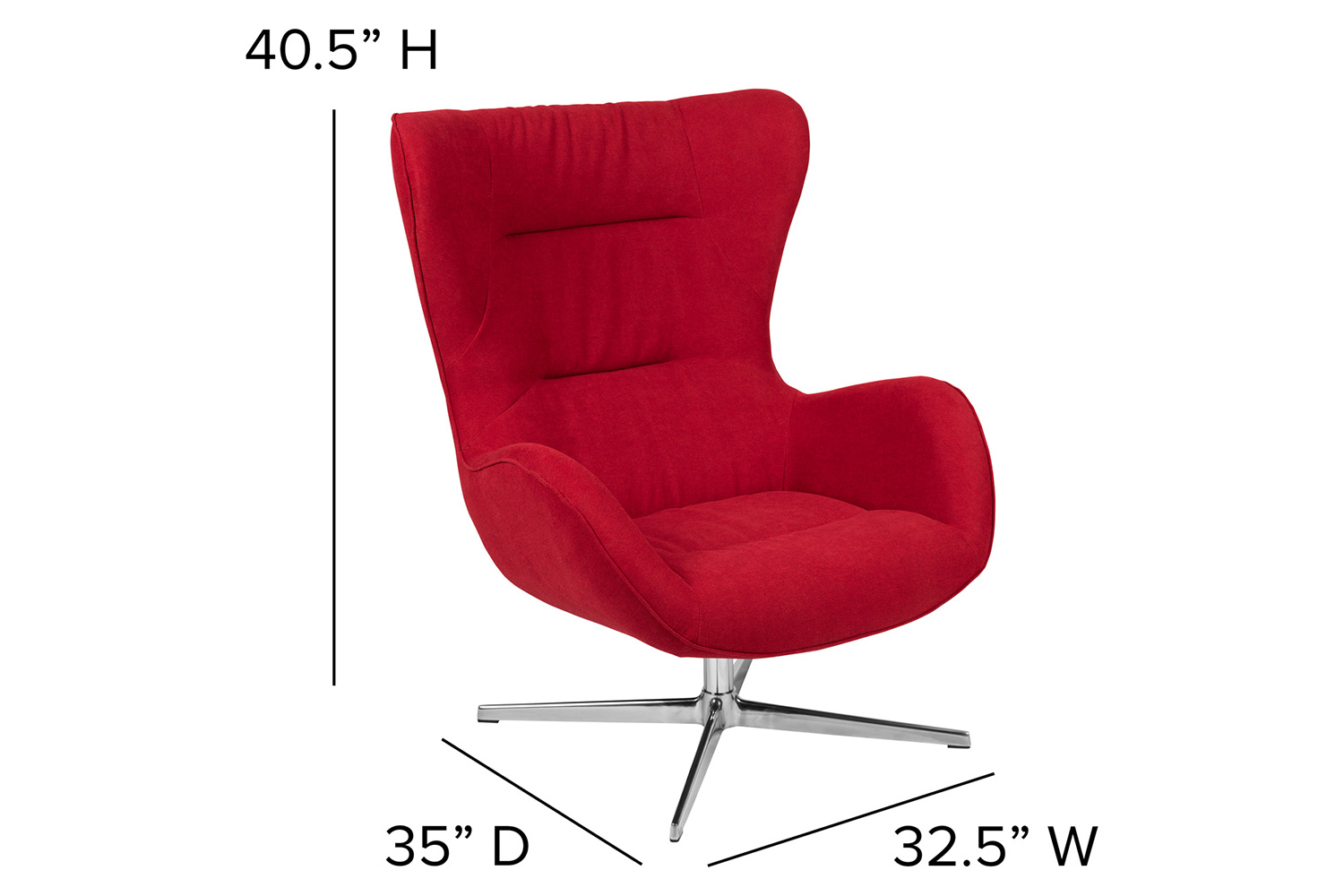 BLNK Rally Fabric Swivel Wing Chair - Red