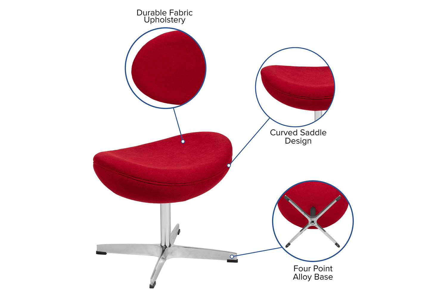 BLNK Rally Fabric Saddle Wing Ottoman - Red