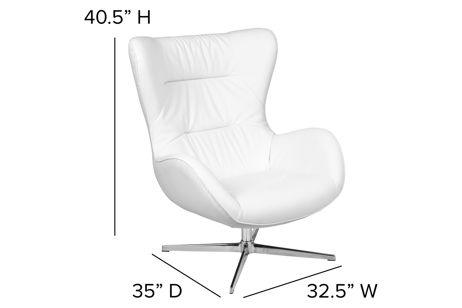 BLNK™ Rally LeatherSoft Swivel Wing Chair - White