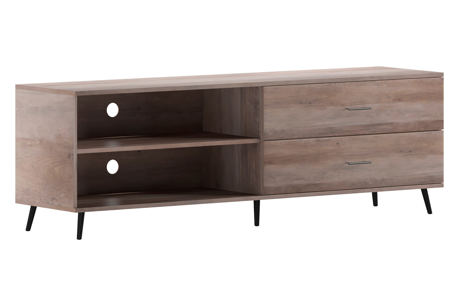 BLNK Nelson Mid Century Modern TV Stand for up to 60" TV's with Adjustable Shelf and Storage Drawers - Walnut