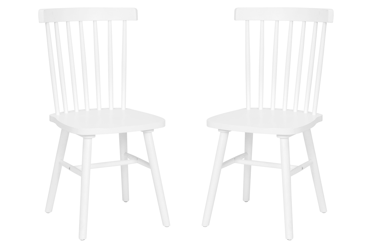 BLNK™ Ingrid Commercial Windsor Dining Chairs, Solid Wood Armless Spindle Back Restaurant Dining Chairs Set of 2 - White