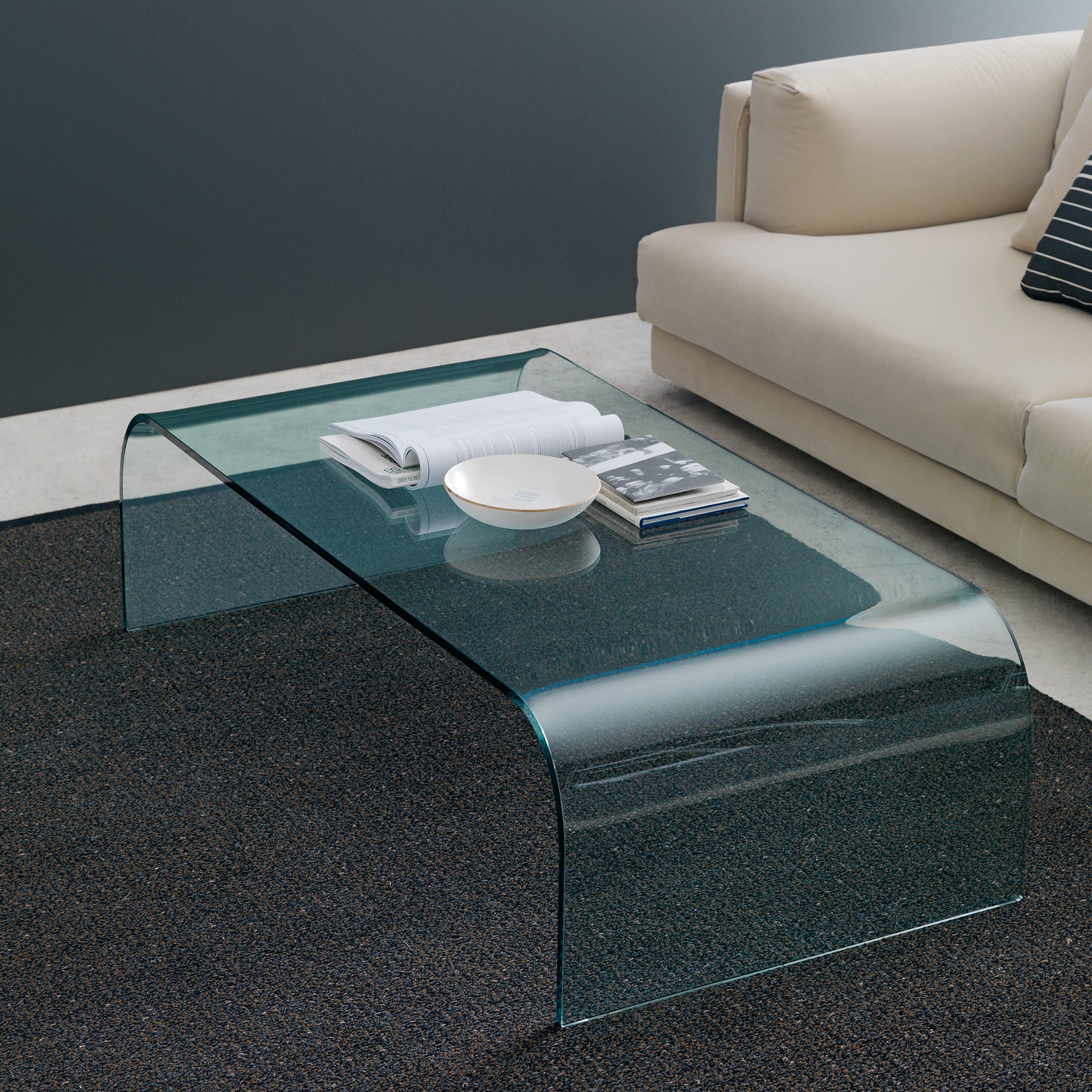 FontanaArte Tavolino Curvo Large Coffee Table - Transparent, Glass