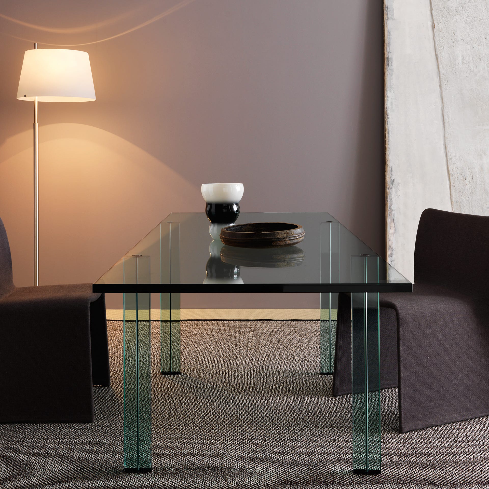 FontanaArte - Teso Coffee Table in Transparent, Glass/Metal