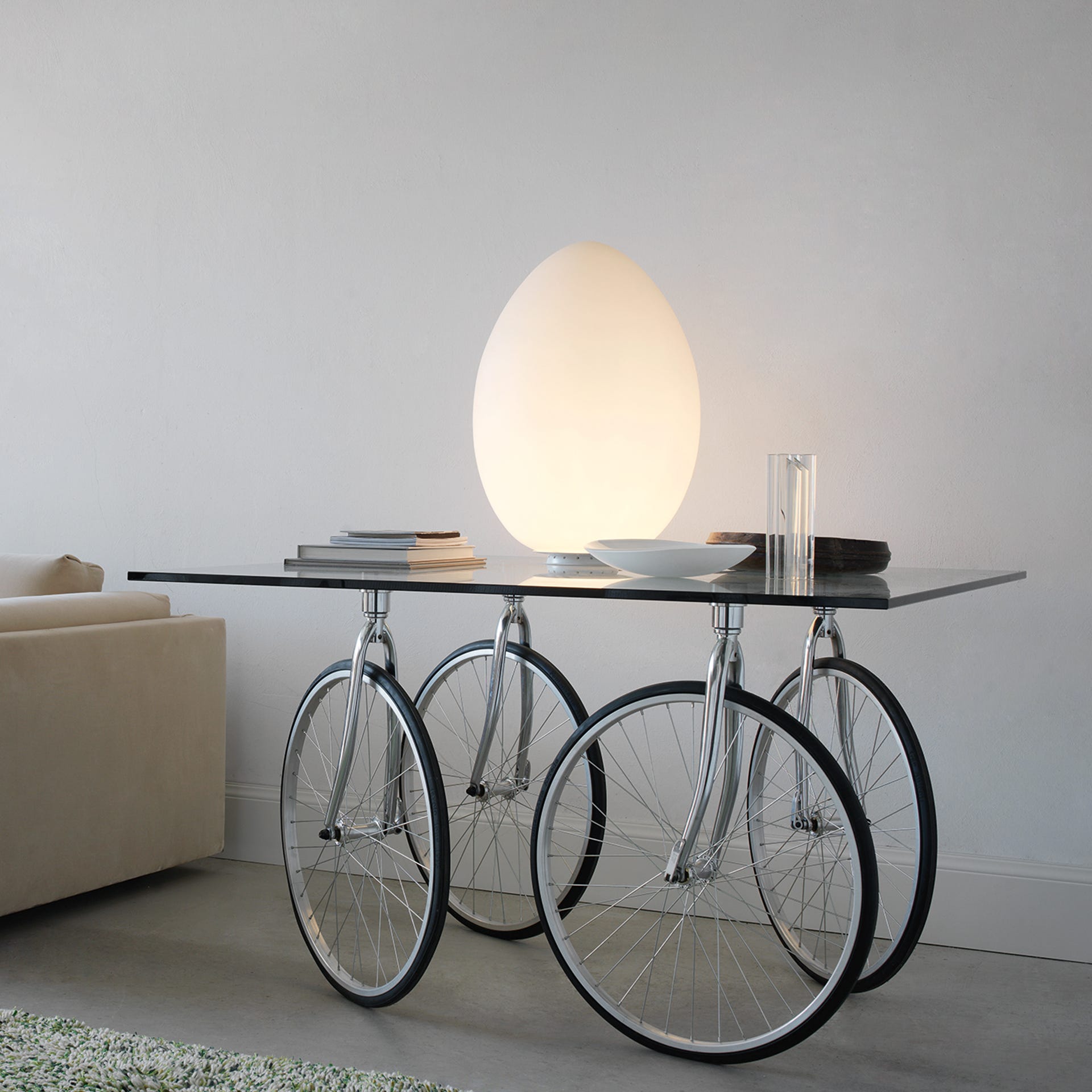 FontanaArte - Tour Coffee Table in Transparent/Chrome, Glass/Metal