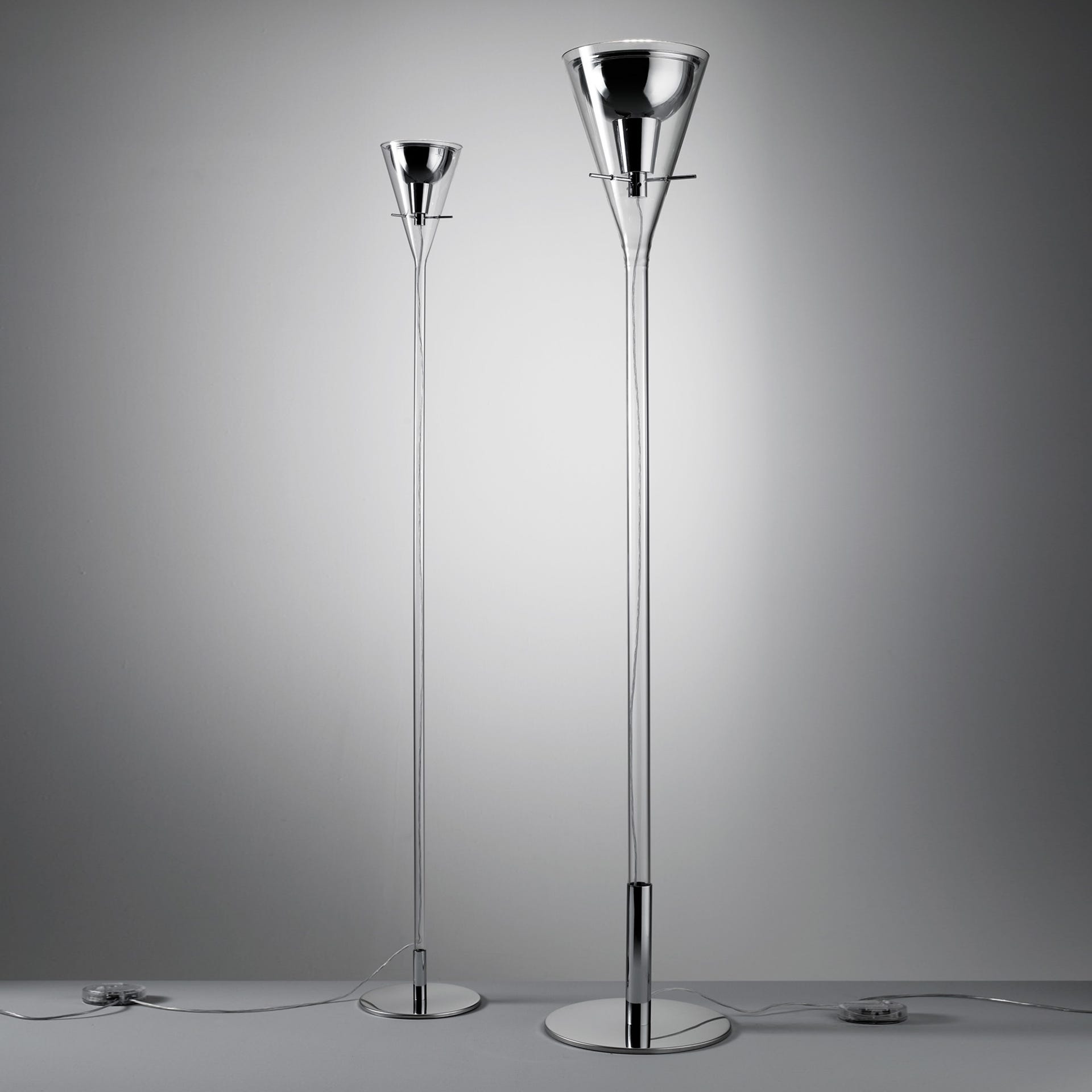 FontanaArte Flute Large Floor Lamp - Transparent/Chrome, Glass/Metal