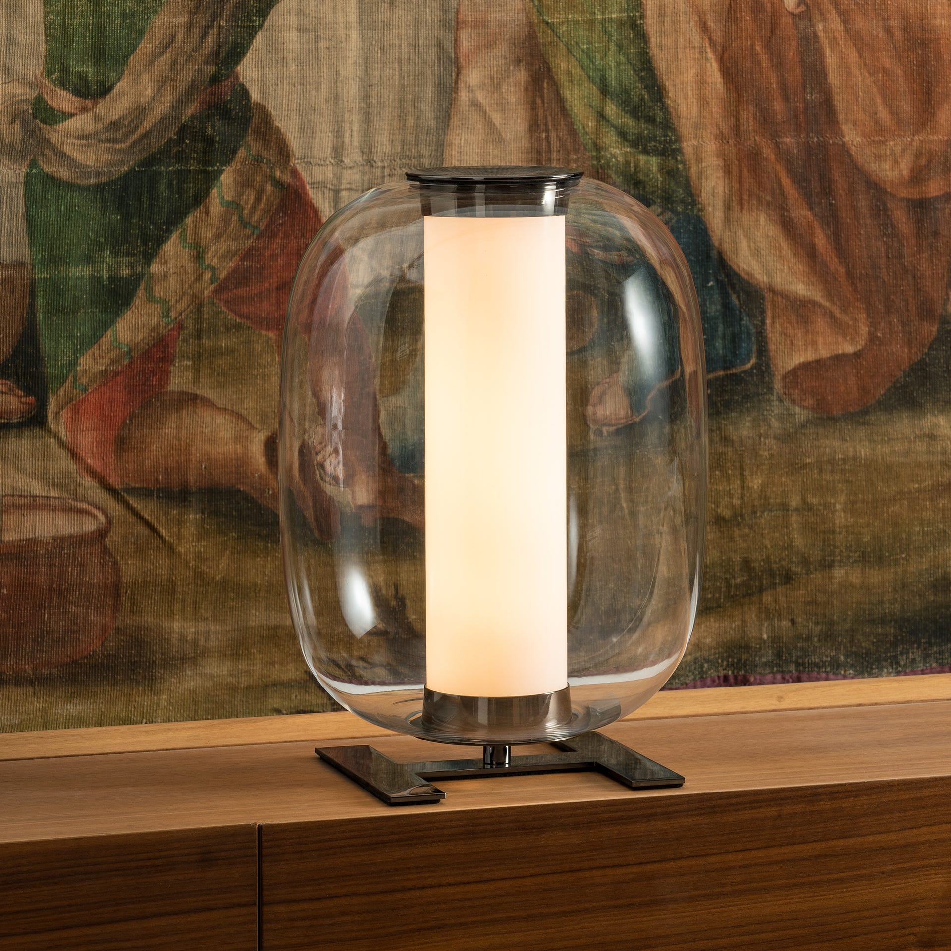 FontanaArte Meridiano Table Lamp - Black/Transparent, Glass/Galvanized Metal