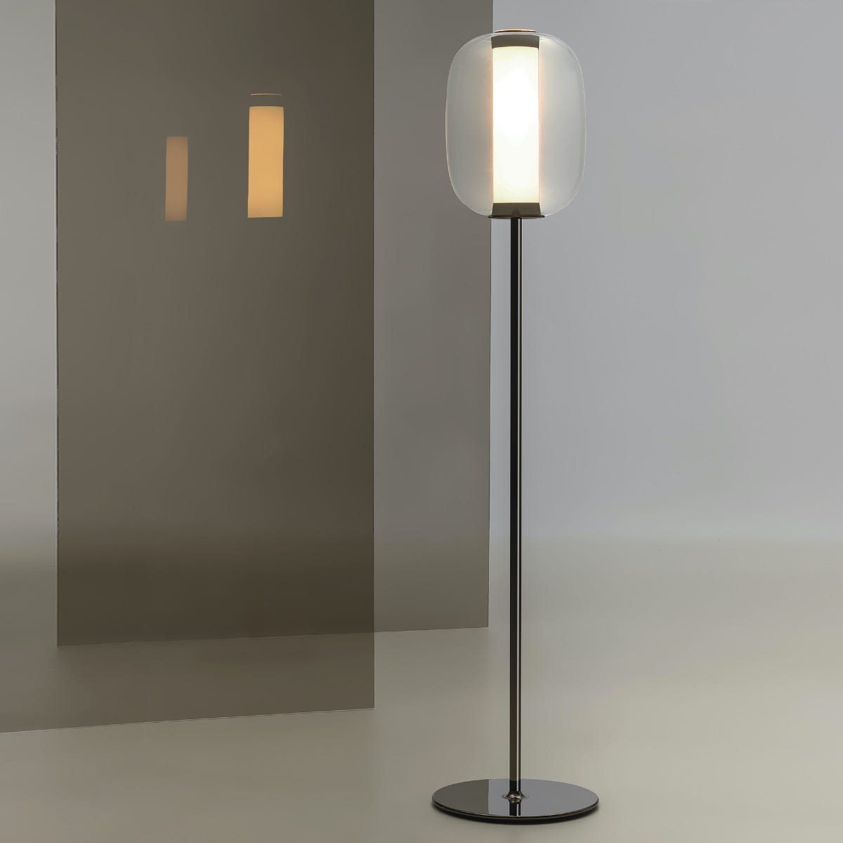 FontanaArte Meridiano Floor Lamp - Black/Transparent, Glass/Galvanized Metal