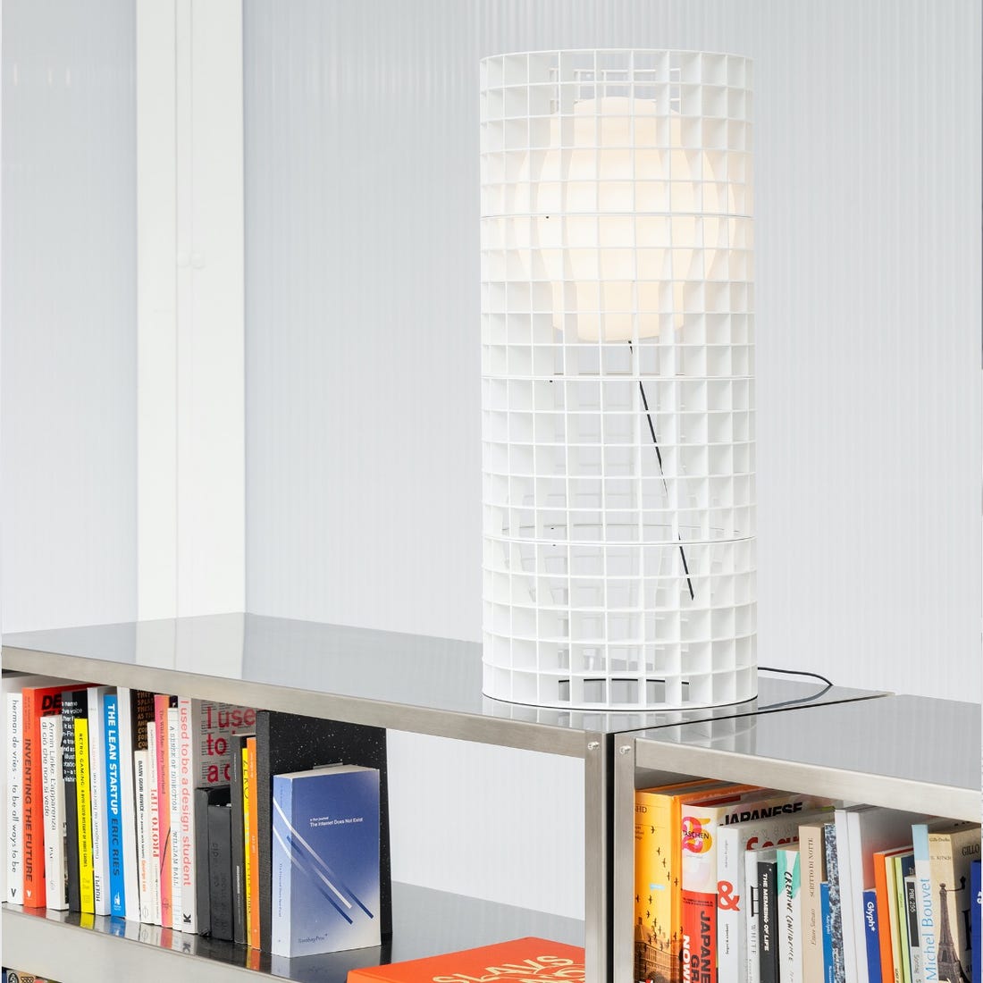 FontanaArte Matrix Large Table Lamp - White, Glass/Galvanized Metal