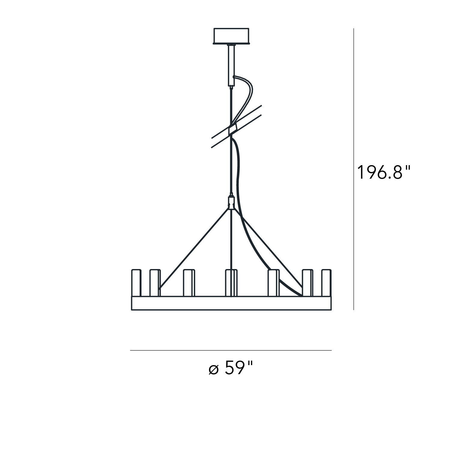 FontanaArte Chandelier Medium Suspension Lamp - Black/White, Painted Metal/Glass