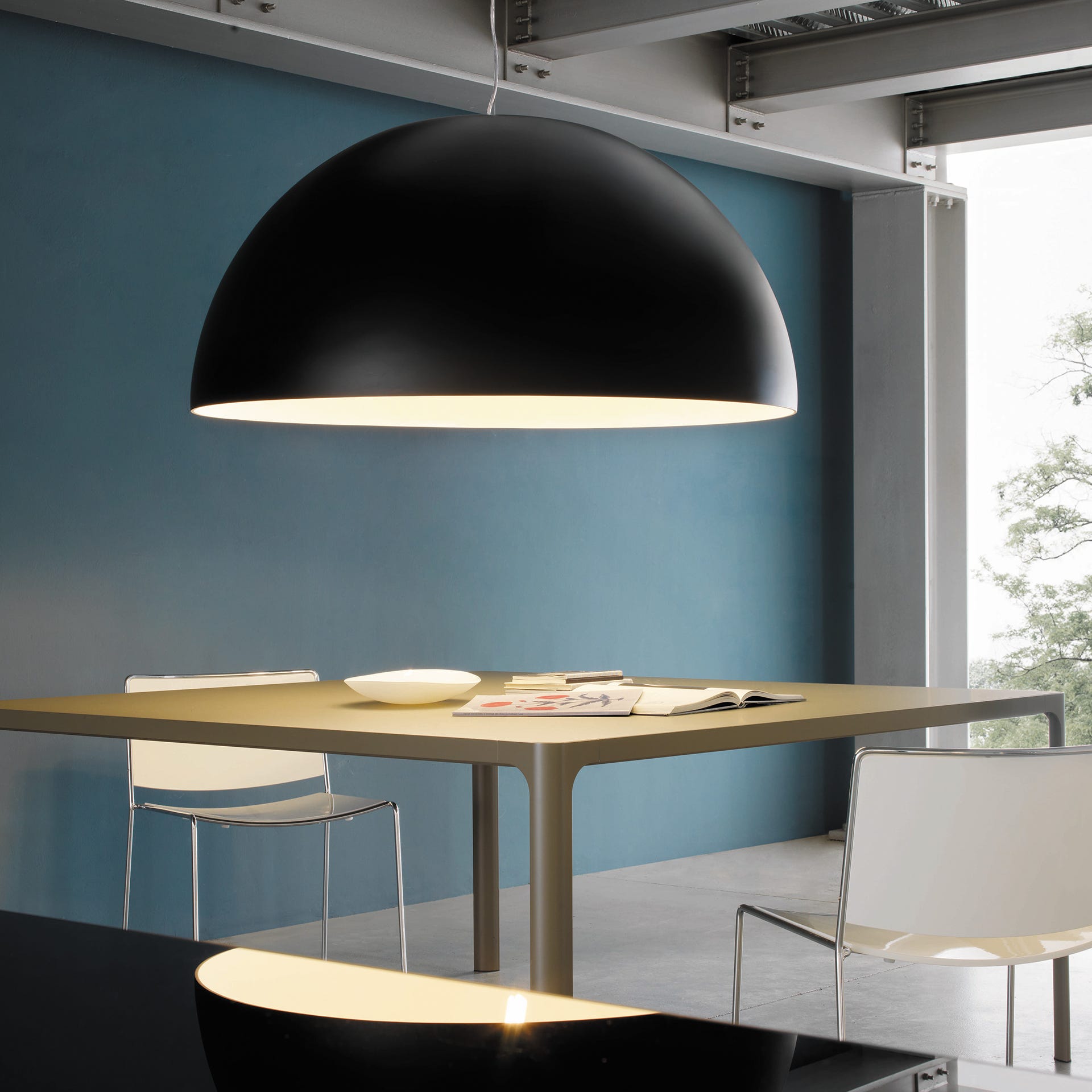 FontanaArte Avico Medium Suspension Lamp - Black, Painted Polymer/Metal